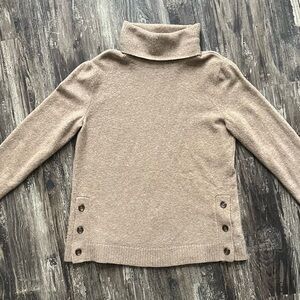 J. Crew Beige Taupe Turtleneck Sweater with Side Buttons